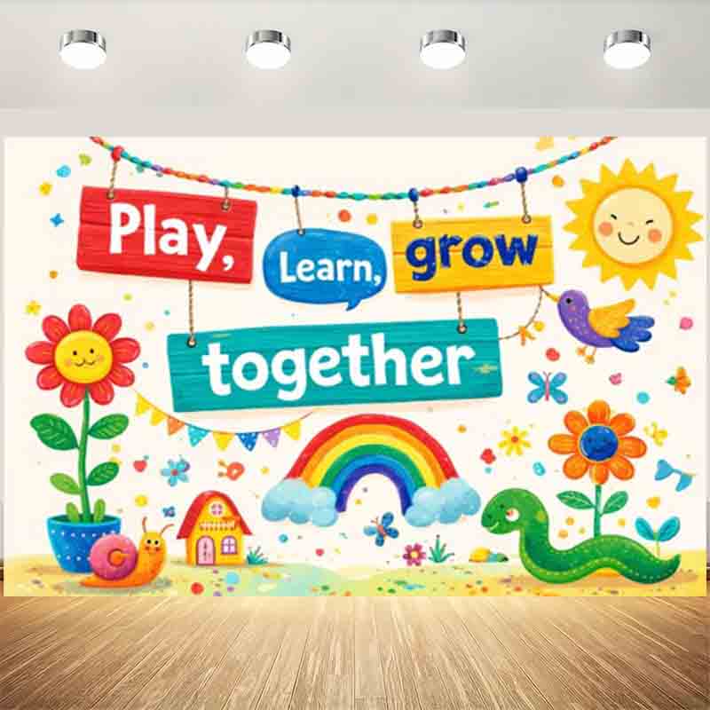 Kids Education Banner - Играем, учимся, растем вместе: Фон для